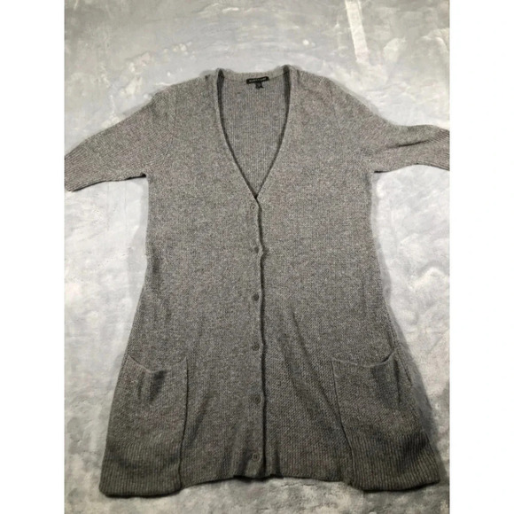 Eileen Fisher Women's M Cardigan Sweater Gray Wool Angora Cashmere rabbit hair - Picture 1 of 4